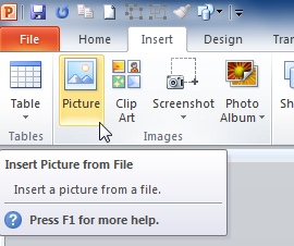 The Picture command in PowerPoint