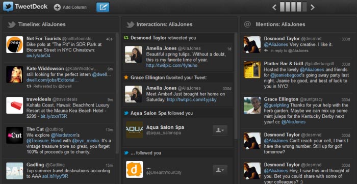 A screenshot of TweetDeck
