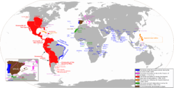 The areas of the world that at one time were territories of the Spanish Monarchy or Empire.